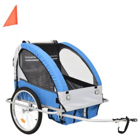 Blauer und grauer 2-in-1-Fahrrad- und Kinderwagenanhänger von vidaXL, Fahrradanhänger - Ref: Foro24-91376, Preis: 230,99 €, R...