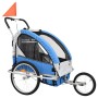 Blauer und grauer 2-in-1-Fahrrad- und Kinderwagenanhänger von vidaXL, Fahrradanhänger - Ref: Foro24-91376, Preis: 230,34 €, R...