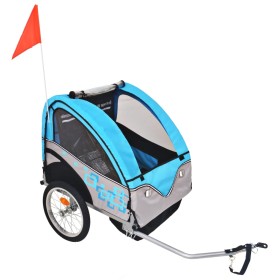 Grauer und blauer Fahrradanhänger 30 kg von vidaXL, Fahrradanhänger - Ref: Foro24-91373, Preis: 189,99 €, Rabatt: %