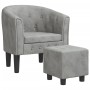 Sillón con taburete terciopelo gris claro de vidaXL, Sillones - Ref: Foro24-356477, Precio: 139,82 €, Descuento: %