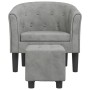 Sillón con taburete terciopelo gris claro de vidaXL, Sillones - Ref: Foro24-356477, Precio: 139,82 €, Descuento: %