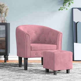 Pink velvet armchair with stool by vidaXL, Armchairs - Ref: Foro24-356482, Price: 185,15 €, Discount: %