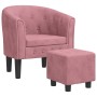 Sillón con taburete terciopelo rosa de vidaXL, Sillones - Ref: Foro24-356482, Precio: 186,78 €, Descuento: %