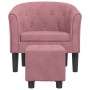 Sillón con taburete terciopelo rosa de vidaXL, Sillones - Ref: Foro24-356482, Precio: 186,78 €, Descuento: %