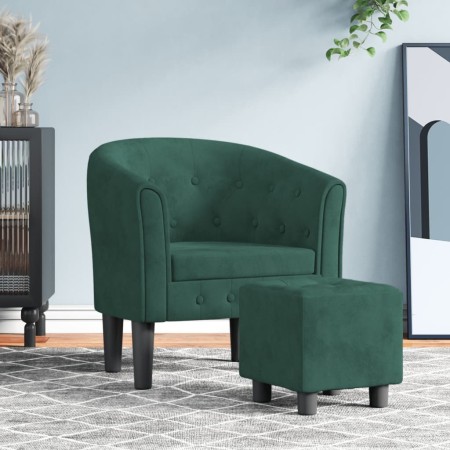 Dark green velvet armchair with stool by vidaXL, Armchairs - Ref: Foro24-356480, Price: 170,36 €, Discount: %