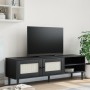 SENJA TV cabinet rattan look black pine wood 158x40x49 cm by vidaXL, TV Furniture - Ref: Foro24-358045, Price: 145,07 €, Disc...