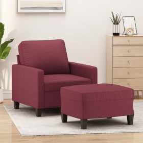 Red fabric armchair with stool 60 cm by vidaXL, Sofas - Ref: Foro24-3201035, Price: 210,88 €, Discount: %