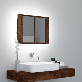 Armario con espejo LED madera roble ahumado 60x12x45 cm de vidaXL, Tocadores de baño - Ref: Foro24-822841, Precio: 59,02 €, D...