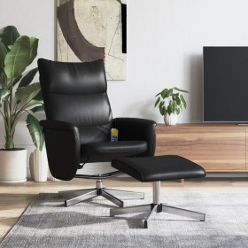 Sillón reclinable masaje con reposapiés cuero sintético negro de vidaXL, Sillones - Ref: Foro24-356600, Precio: 135,05 €, Des...