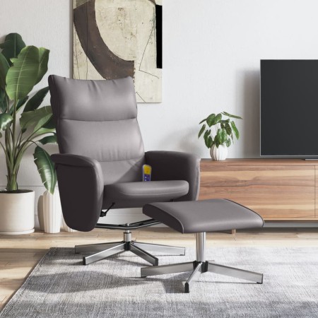 Sillón de masaje reclinable con reposapiés cuero sintético gris de vidaXL, Sillones - Ref: Foro24-356599, Precio: 135,99 €, D...