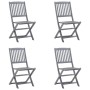 Folding garden chairs 4 pcs cushions solid acacia wood by vidaXL, Garden chairs - Ref: Foro24-3064579, Price: 195,99 €, Disco...