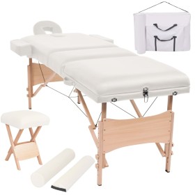 Massage table and folding stool 3 zones 10 cm white by vidaXL, massage tables - Ref: Foro24-110156, Price: 280,99 €, Discount: %