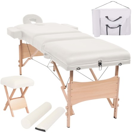 Massageliege und Klapphocker 3 Zonen 10 cm weiß von vidaXL, Massageliegen - Ref: Foro24-110156, Preis: 300,94 €, Rabatt: %