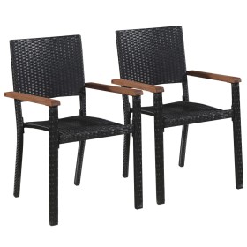 Garden chairs 2 units black synthetic rattan by vidaXL, Garden chairs - Ref: Foro24-43937, Price: 99,70 €, Discount: %