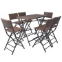 Folding garden dining set 7 pieces poly rattan and brown steel by vidaXL, Garden sets - Ref: Foro24-42877, Price: 261,47 €, D...