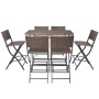 Folding garden dining set 7 pieces poly rattan and brown steel by vidaXL, Garden sets - Ref: Foro24-42877, Price: 261,47 €, D...