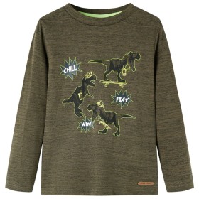 Children's long-sleeved t-shirt dark khaki mélange 116 by vidaXL, Kids T-shirts - Ref: Foro24-13251, Price: 11,99 €, Discount: %