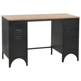 Schreibtisch mit Doppelsockel aus Tannenholz und Stahl, 120 x 50 x 76 cm von vidaXL, Schreibtische - Ref: Foro24-246422, Prei...