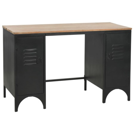 Desk with double pedestal fir wood and steel 120x50x76 cm by vidaXL, Desks - Ref: Foro24-246422, Price: 202,58 €, Discount: %