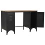 Schreibtisch mit Doppelsockel aus Tannenholz und Stahl, 120 x 50 x 76 cm von vidaXL, Schreibtische - Ref: Foro24-246422, Prei...