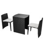 Garden bistro table and chairs 3 pieces and black poly rattan cushions by vidaXL, Garden sets - Ref: Foro24-42882, Price: 169...