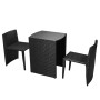 Garden bistro table and chairs 3 pieces and black poly rattan cushions by vidaXL, Garden sets - Ref: Foro24-42882, Price: 169...