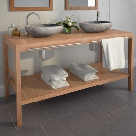 Solid teak wood vanity sink cabinet 132x45x75 cm by vidaXL, bathroom vanities - Ref: Foro24-246493, Price: 181,91 €, Discount: %