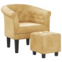 Sillón con taburete cuero sintético dorado de vidaXL, Sillones - Ref: Foro24-356504, Precio: 167,90 €, Descuento: %