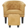 Sillón con taburete cuero sintético dorado de vidaXL, Sillones - Ref: Foro24-356504, Precio: 167,90 €, Descuento: %