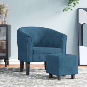 Dark blue velvet armchair with stool by vidaXL, Armchairs - Ref: Foro24-356481, Price: 184,50 €, Discount: %