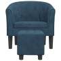 Sillón con taburete terciopelo azul oscuro de vidaXL, Sillones - Ref: Foro24-356481, Precio: 187,77 €, Descuento: %