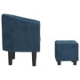 Sillón con taburete terciopelo azul oscuro de vidaXL, Sillones - Ref: Foro24-356481, Precio: 187,77 €, Descuento: %