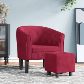 Red velvet armchair with stool by vidaXL, Armchairs - Ref: Foro24-356483, Price: 184,66 €, Discount: %