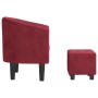 Sillón con taburete terciopelo rojo tinto de vidaXL, Sillones - Ref: Foro24-356483, Precio: 159,99 €, Descuento: %