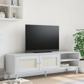 Mueble de TV SENJA aspecto ratán madera pino blanco 158x40x49cm de vidaXL, Muebles TV - Ref: Foro24-358044, Precio: 95,29 €, ...