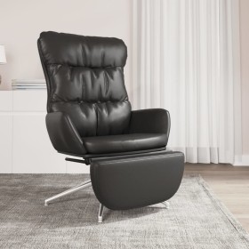 Relaxation armchair and footrest in black genuine and synthetic leather by vidaXL, Armchairs - Ref: Foro24-3097580, Price: 19...