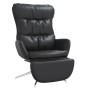 Relaxation armchair and footrest in black genuine and synthetic leather by vidaXL, Armchairs - Ref: Foro24-3097580, Price: 19...