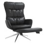 Sillón de relax y reposapiés cuero auténtico y sintético negro de vidaXL, Sillones - Ref: Foro24-3097580, Precio: 195,99 €, D...