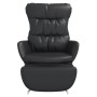 Sillón de relax y reposapiés cuero auténtico y sintético negro de vidaXL, Sillones - Ref: Foro24-3097580, Precio: 195,99 €, D...