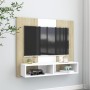 Mueble TV de pared contrachapado blanco y roble 102x23,5x90 cm de vidaXL, Muebles TV - Ref: Foro24-808265, Precio: 58,60 €, D...