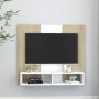 White and oak plywood wall TV cabinet 102x23.5x90 cm by vidaXL, TV Furniture - Ref: Foro24-808265, Price: 58,99 €, Discount: %