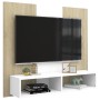 White and oak plywood wall TV cabinet 102x23.5x90 cm by vidaXL, TV Furniture - Ref: Foro24-808265, Price: 58,99 €, Discount: %