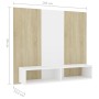 TV-Wandschrank aus Sperrholz in Weiß und Eiche, 102 x 23,5 x 90 cm von vidaXL, TV-Möbel - Ref: Foro24-808265, Preis: 58,60 €,...