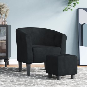 Black velvet armchair with stool by vidaXL, Armchairs - Ref: Foro24-356451, Price: 169,99 €, Discount: %