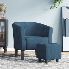 Dark blue velvet armchair with stool by vidaXL, Armchairs - Ref: Foro24-356453, Price: 169,96 €, Discount: %