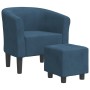 Sillón con taburete terciopelo azul oscuro de vidaXL, Sillones - Ref: Foro24-356453, Precio: 169,96 €, Descuento: %