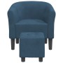 Sillón con taburete terciopelo azul oscuro de vidaXL, Sillones - Ref: Foro24-356453, Precio: 169,96 €, Descuento: %