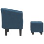 Sillón con taburete terciopelo azul oscuro de vidaXL, Sillones - Ref: Foro24-356453, Precio: 153,31 €, Descuento: %