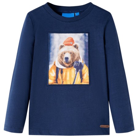 Navy blue melange long-sleeved children's t-shirt 140 by vidaXL, Kids T-shirts - Ref: Foro24-12768, Price: 9,74 €, Discount: %