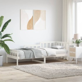 Solid white pine wood sofa bed 90x200 cm by vidaXL, Beds and slatted bases - Ref: Foro24-840371, Price: 96,55 €, Discount: %